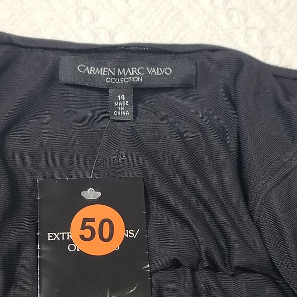 Carmen Marc valvo black beaded sequin silk trumpet gown black Sz 14 wedding - Picture 9 of 13